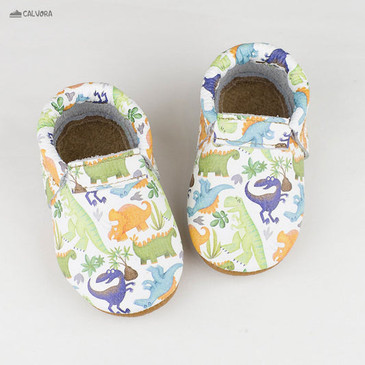 Dinosaur Print Baby Moccasins